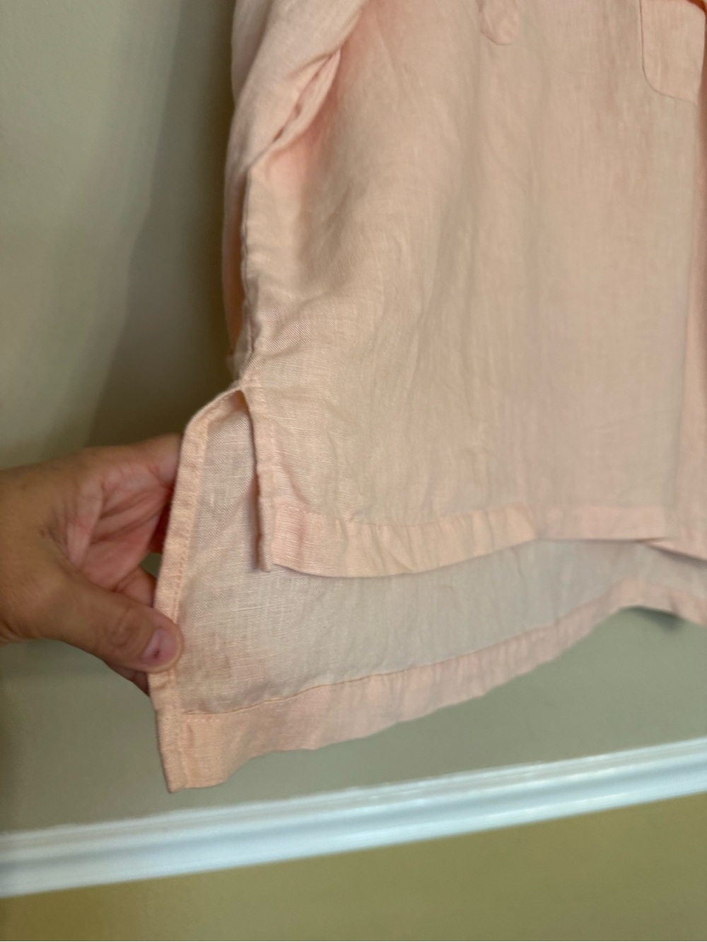 Company Ellen Tracy Linen Toll Tab Sleeve Tunic Top Size XXL Pink Boho Coastal - Picture 10 of 16